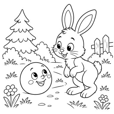 Kolobok Meets the Hare Coloring Page