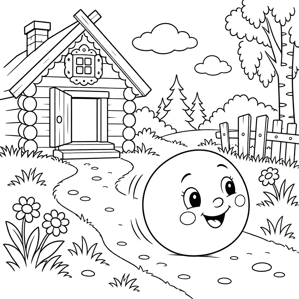 Kolobok Rolling Away from the Hut