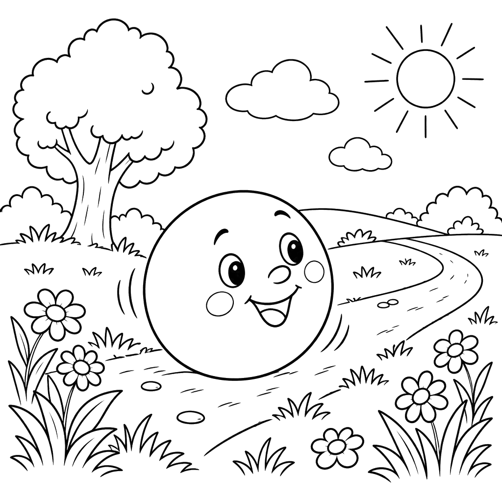 Kolobok Rolling on the Meadow