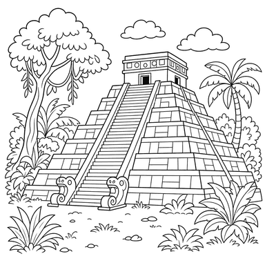 Kukulcan Mayan Pyramid in the Jungle