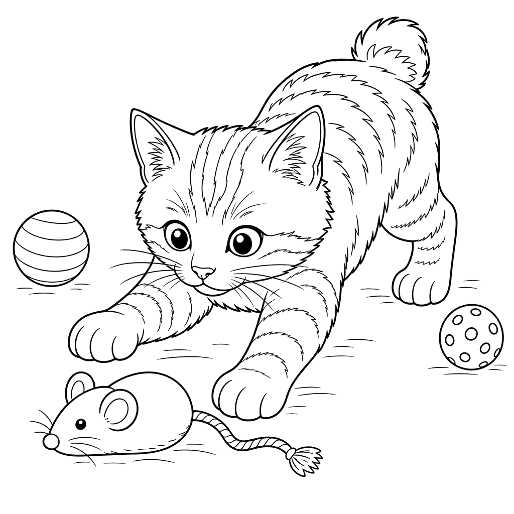 Kurilian Bobtail Hunting a Toy Mouse
