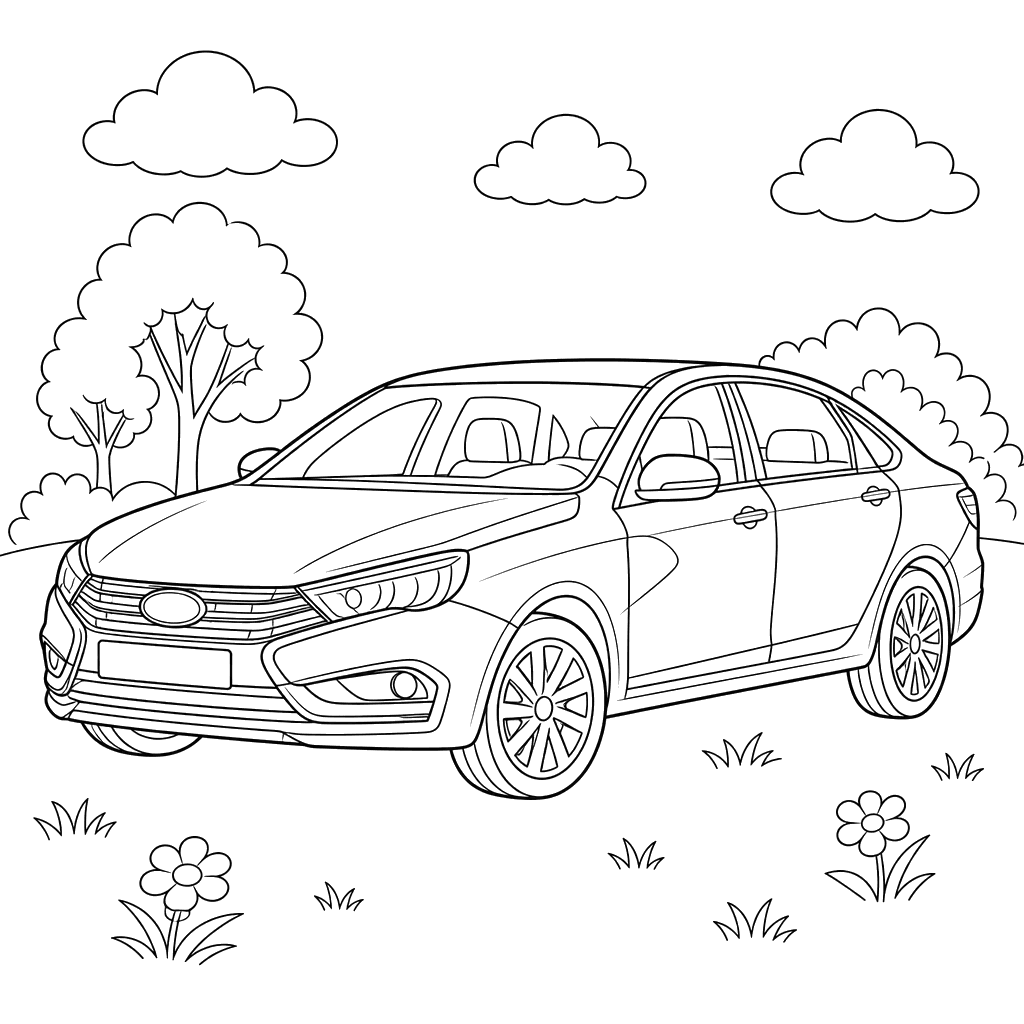 LADA Aura Sedan Coloring Page