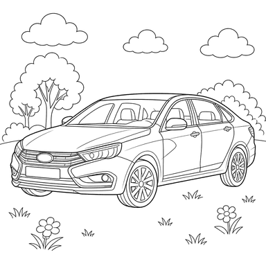 LADA Aura Sedan Coloring Page