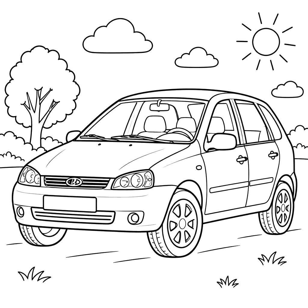 Lada Kalina 2004–2018 Car Coloring Page