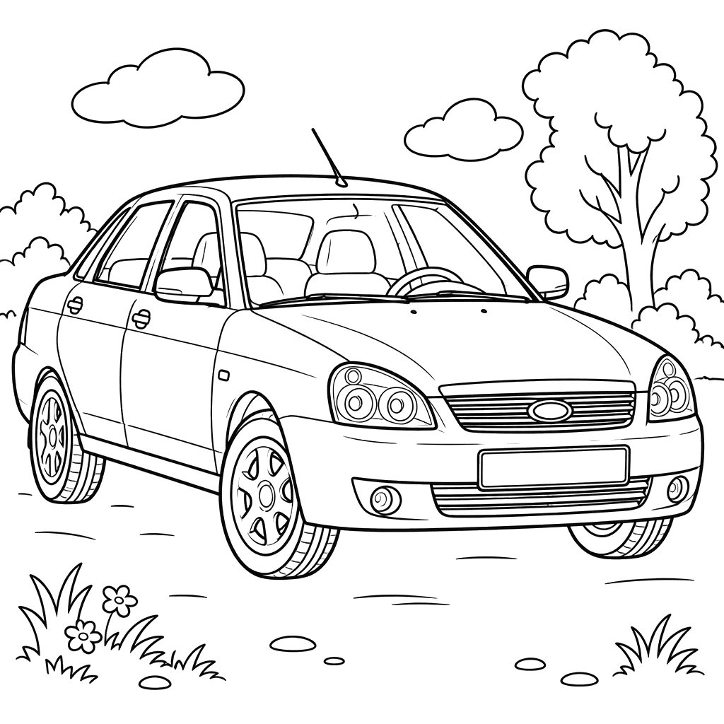 Lada Priora 2007–2018 Coloring Page