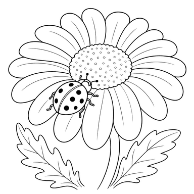Ladybug on a Daisy Petal