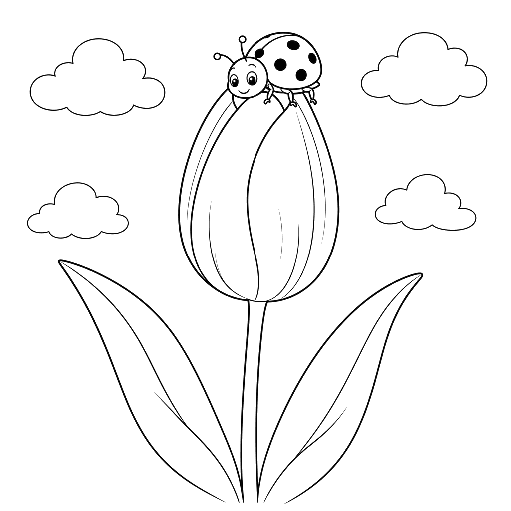 Ladybug on a Tulip Bud