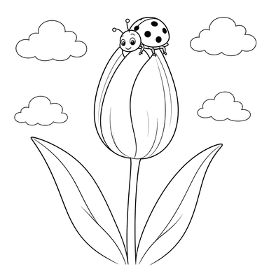 Ladybug on a Tulip Bud