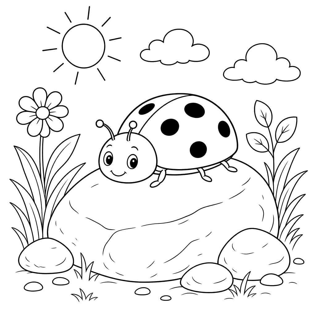 Ladybug on a Warm Stone