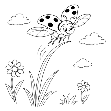 Ladybug Taking Off from Grass