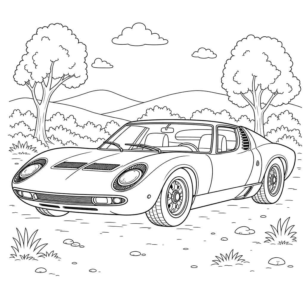 Lamborghini Miura Coloring Page