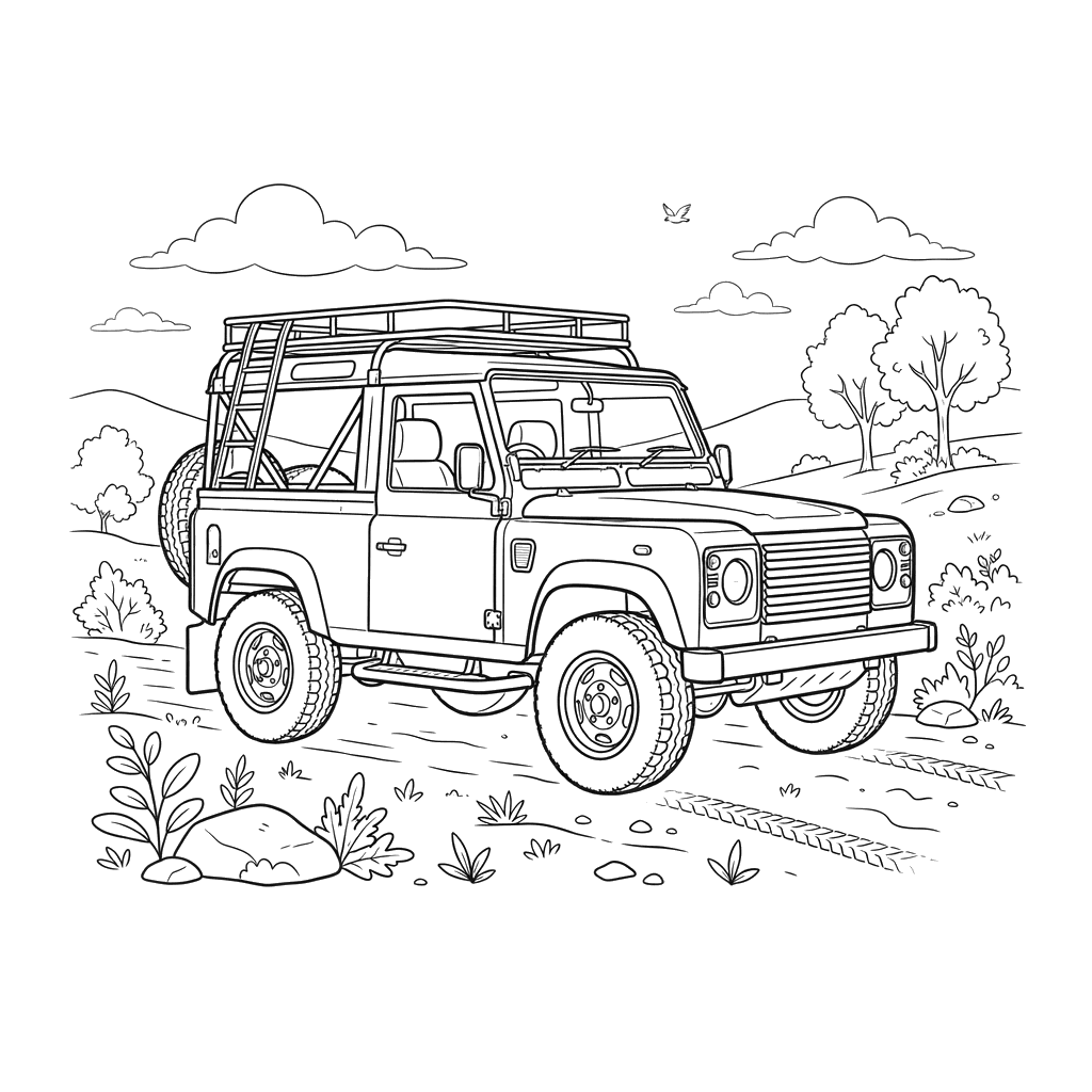 Land Rover Defender Coloring Page for Kids