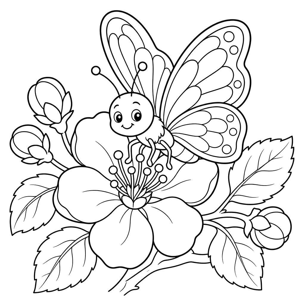 Lemon tit on apple blossom coloring page