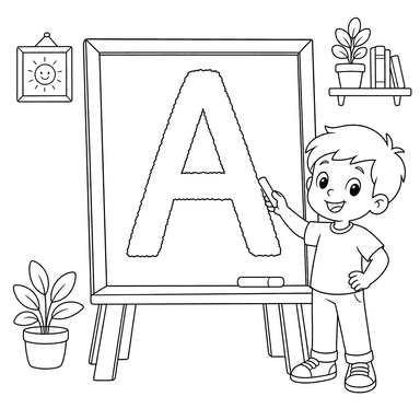 Letter A on Chalkboard