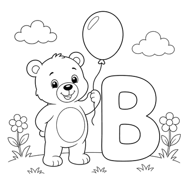 Letter B Bear Coloring Page