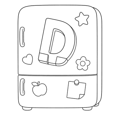 Letter D Fridge Magnet Coloring Page