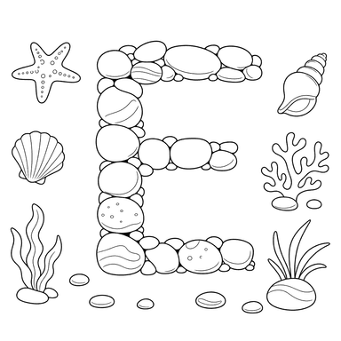 Letter E Pebbles Coloring Page