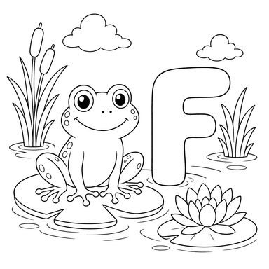 Letter F Frog Coloring Page