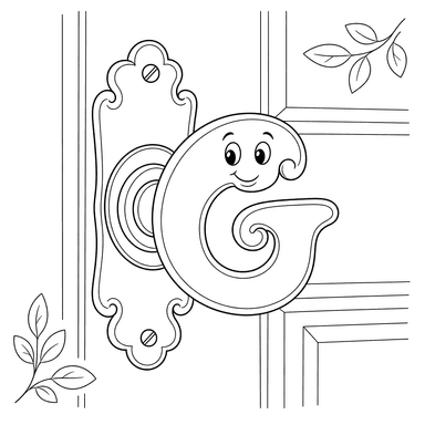 Letter G Door Handle Coloring Page