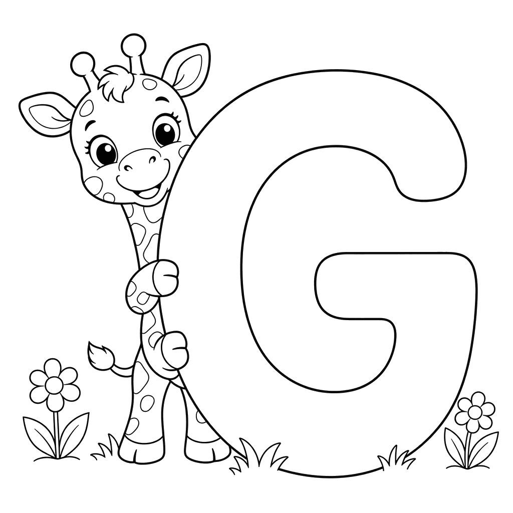 Letter G Giraffe Coloring Page