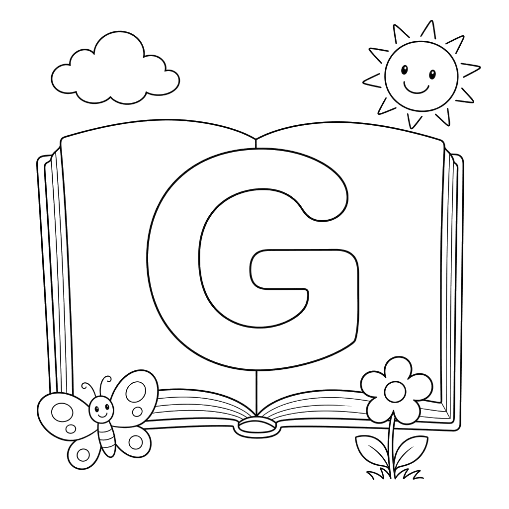 Letter G in an Open Book