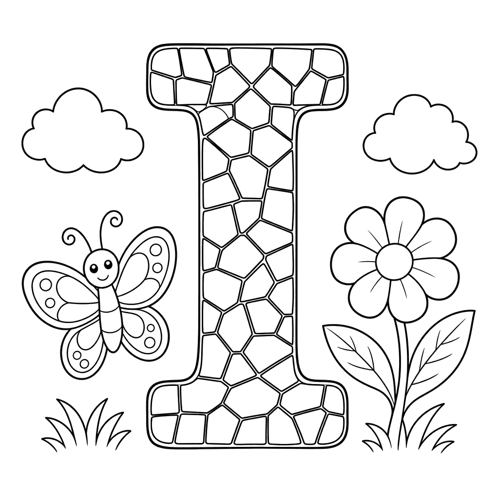 Letter I Mosaic Coloring Page