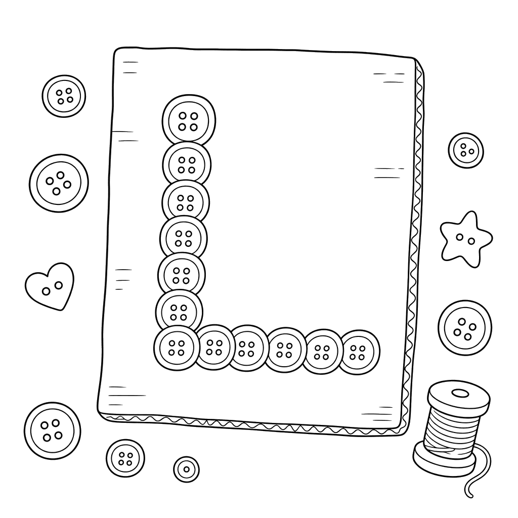Letter L Buttons Coloring Page