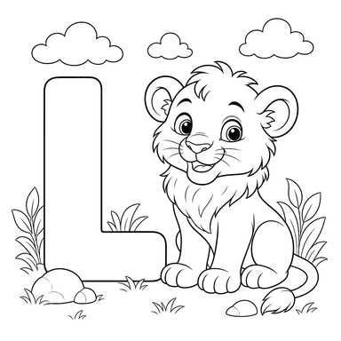 Letter L is for Lion Coloring Page