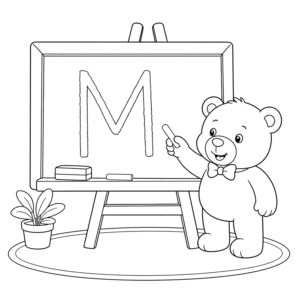 Letter M Chalkboard Coloring Page
