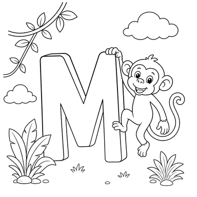 Letter M is for Monkey Coloring Page