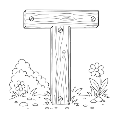 Letter T Wooden Planks Coloring Page