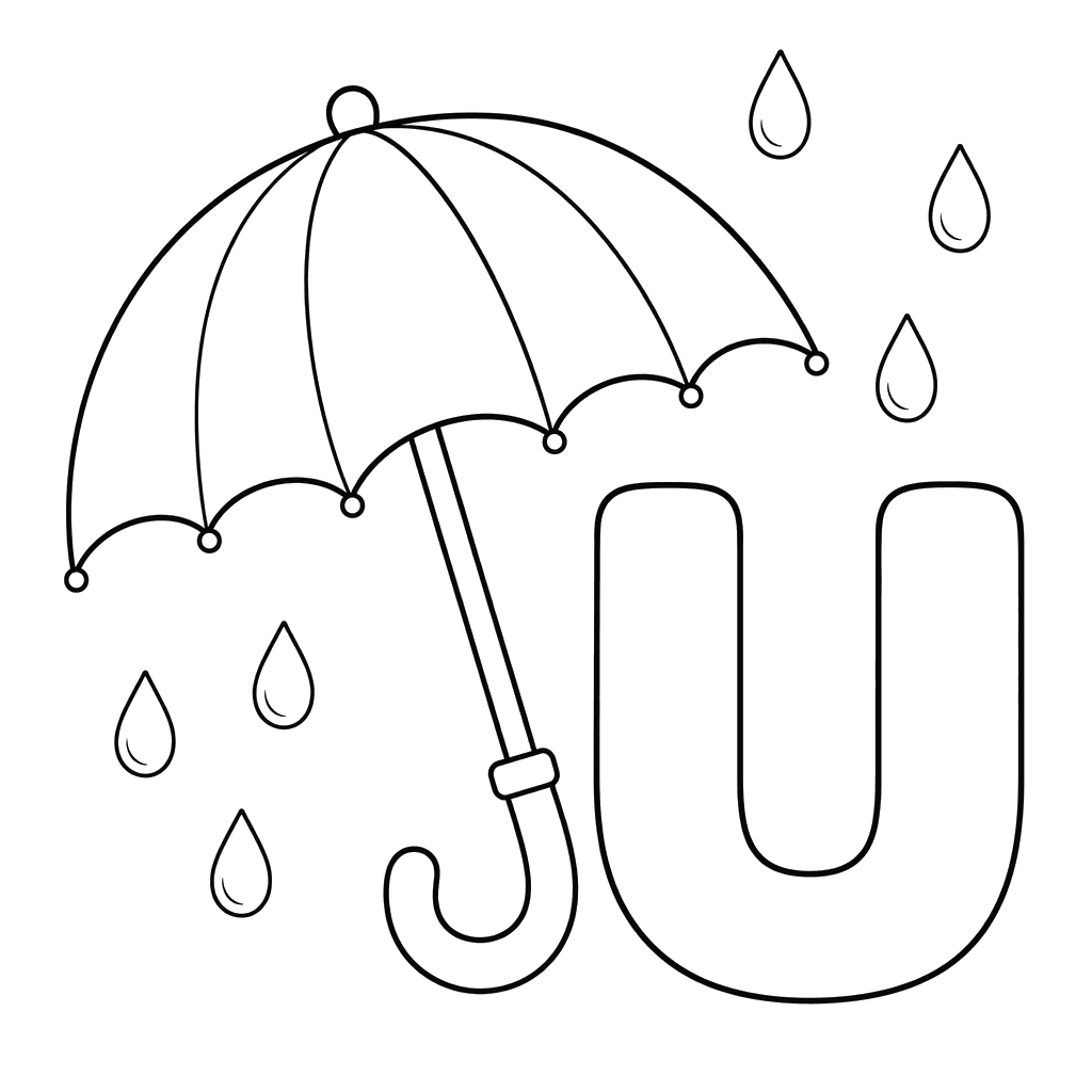 Letter U Umbrella Coloring Page