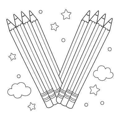 Letter V Made of Pencils