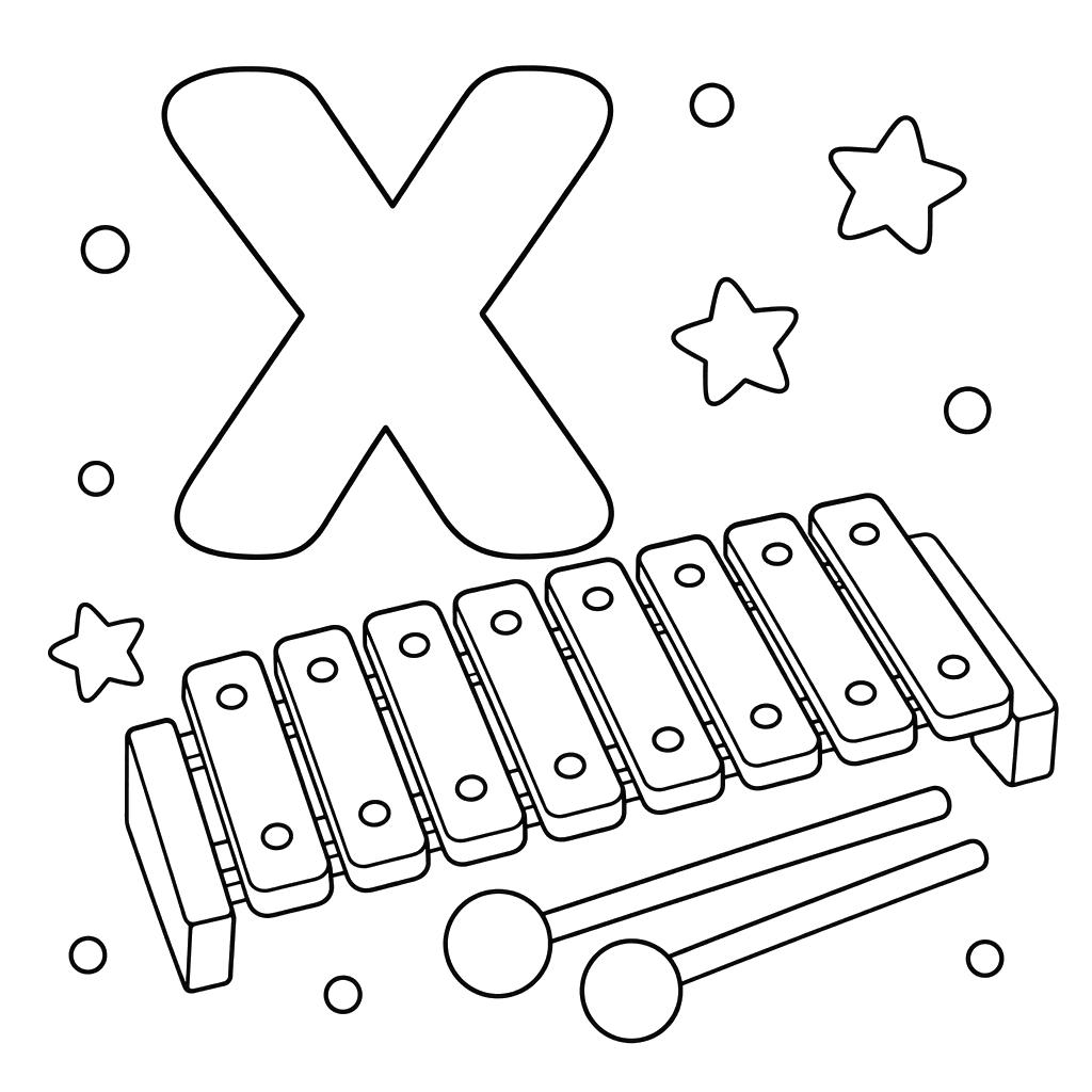 Letter X Xylophone Coloring Page