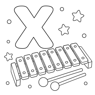 Letter X Xylophone Coloring Page