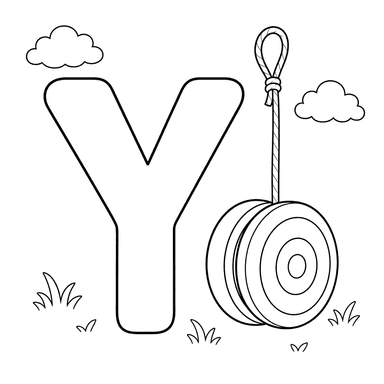 Letter Y Yo-Yo Coloring Page