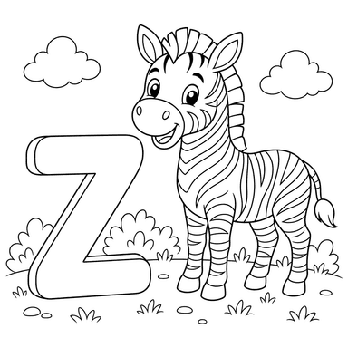 Letter Z Zebra Coloring Page