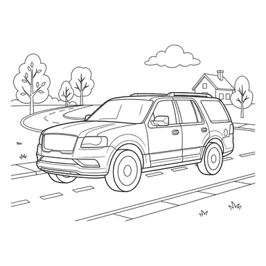 Lincoln Navigator SUV Coloring Page for Kids