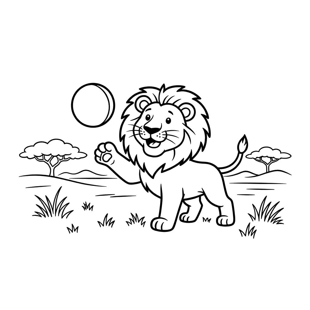 Lion Playing with a Ball
