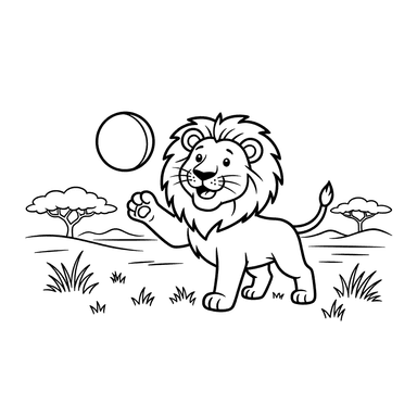 Lion Playing with a Ball