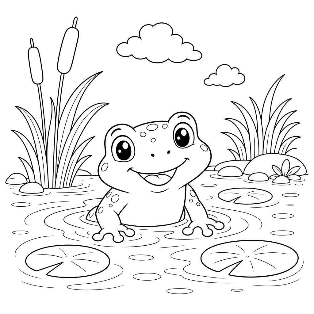 Little Frog Emerging from Water