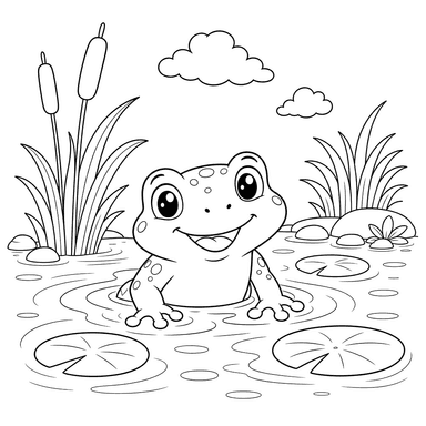 Little Frog Emerging from Water