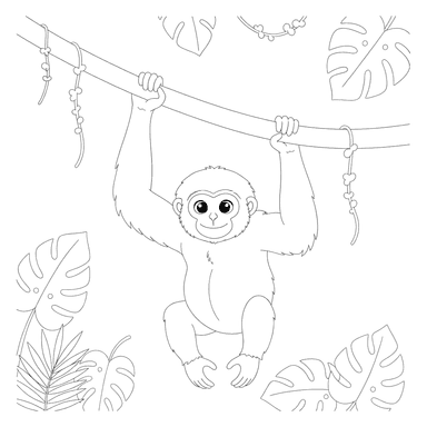 Little Gibbon on a Vine Coloring Page
