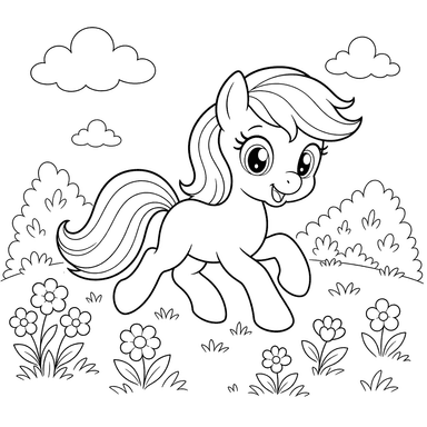 Little Pony Running on Grass