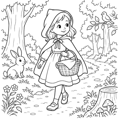 Little Red Riding Hood on a Forest Path