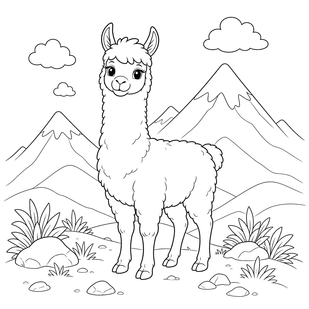 Llama in the Andes Mountains