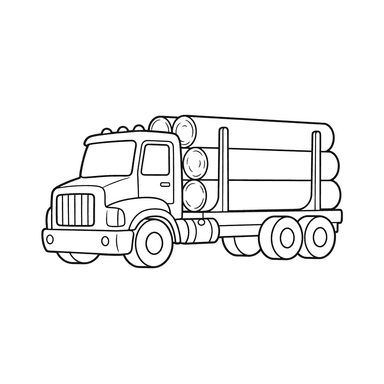 Logging Truck with Logs Coloring Page
