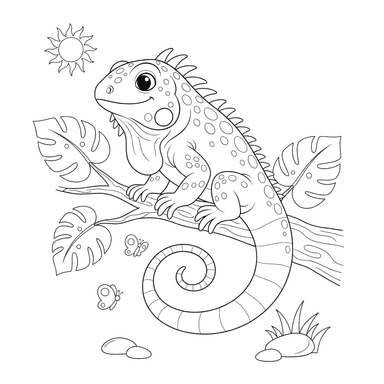Long-Tailed Iguana Coloring Page for Kids