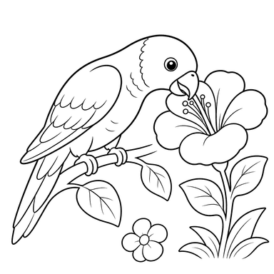 Lory Drinking Nectar Coloring Page