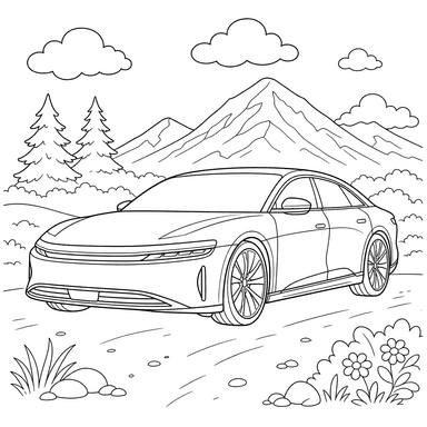 Lucid Air Electric Car Coloring Page